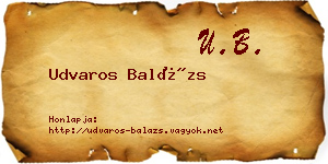 Udvaros Balázs névjegykártya